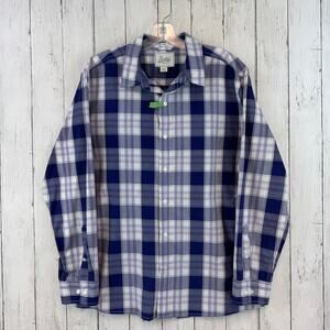 Bixby Nomad Purple/White Plaid Long Sleeve Slim Fit Button Down Shirt Size Large